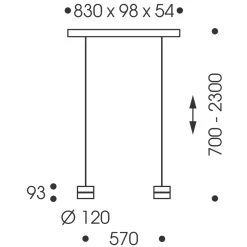 Oligo Tudor S LED Pendelleuchte, 2-flg., TW, unsichtbare Höhenverstellung, Baldachin: weiß matt