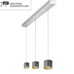 Oligo Tudor S LED Pendelleuchte, 3-flg., TW, unsichtbare Höhenverstellung, Baldachin: Alu gebürstet