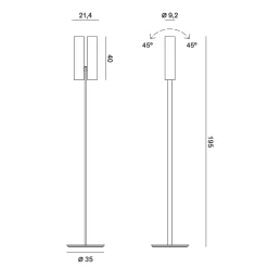 Rotaliana Tobu F1 LED Stehleuchte, 2700 K