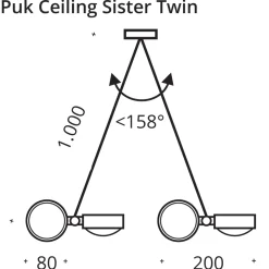 Top Light Puk Ceiling Sister Twin, 100 cm, Gehäuse