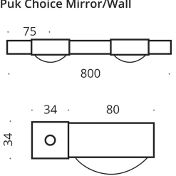 Top Light Puk Choice Mirror / Wall Wandleuchte, 80 cm