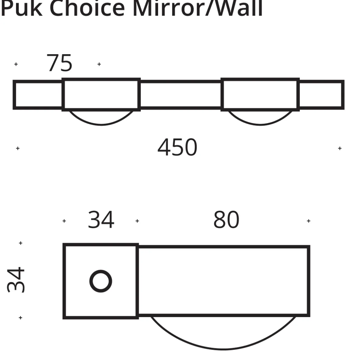 Top Light Puk Choice Mirror / Wall Wandleuchte, 45 cm