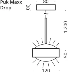 Top Light Puk Maxx Drop Solo Pendelleuchte, Gehäuse, Rückläufer