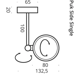 Top Light Puk Mini Side Single Ceiling Deckenleuchte, 10 cm, Gehäuse