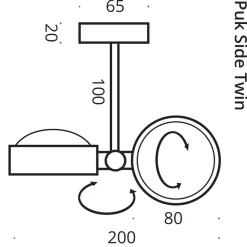 Top Light Puk Mini Side Twin Ceiling LED Deckenleuchte, 10 cm, Gehäuse