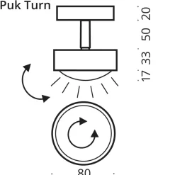 Top Light Puk Mini Turn Downlight Deckenleuchte, Gehäuse