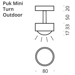 Top Light Puk Mini Turn Outdoor LED Deckenleuchte, Gehäuse