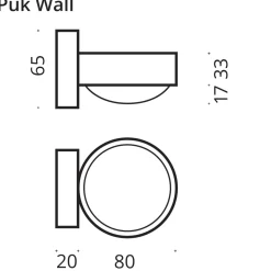 Top Light Puk Mini Wall LED Wandleuchte, Gehäuse, Rückläufer