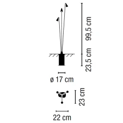 Vibia Brisa LED Außenleuchte, 3-flg.
