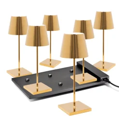 Zafferano AiLati 6er Set Poldina Mini Pro LED Akkuleuchte inkl. Multi-Kontaktladestation