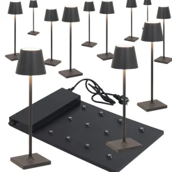 Zafferano AiLati 12er Set Poldina micro Pro LED Akkuleuchte inkl. Multi-Kontaktladestation
