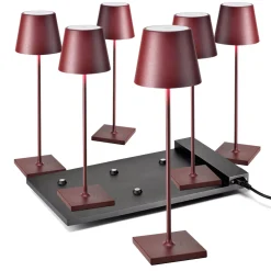 Zafferano AiLati 6er Set Poldina Pro LED Akkuleuchte inkl. Multi-Kontaktladestation