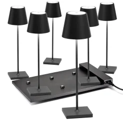 Zafferano AiLati 6er Set Poldina Pro LED Akkuleuchte inkl. Multi-Kontaktladestation