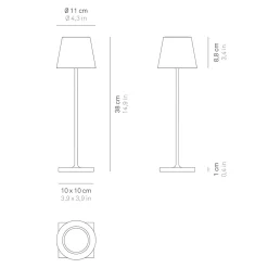 Zafferano AiLati 6er Set Poldina Pro LED Akkuleuchte inkl. Multi-Kontaktladestation