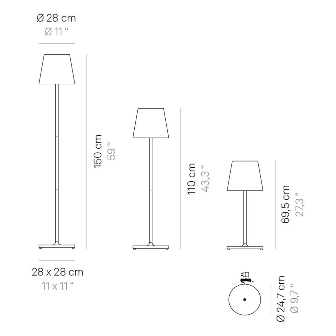 Zafferano AiLati Poldina XXL Pro LED Akkutisch- / Stehleuchte